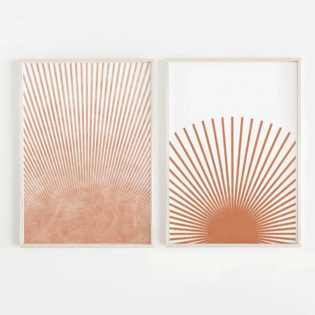 Set x2 Cuadros Decorativos Abstracto, Rayas Naranja