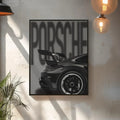 Cuadro blanco y negro de Porsche vintage