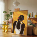 Cuadro retrato de mujer afro fumando