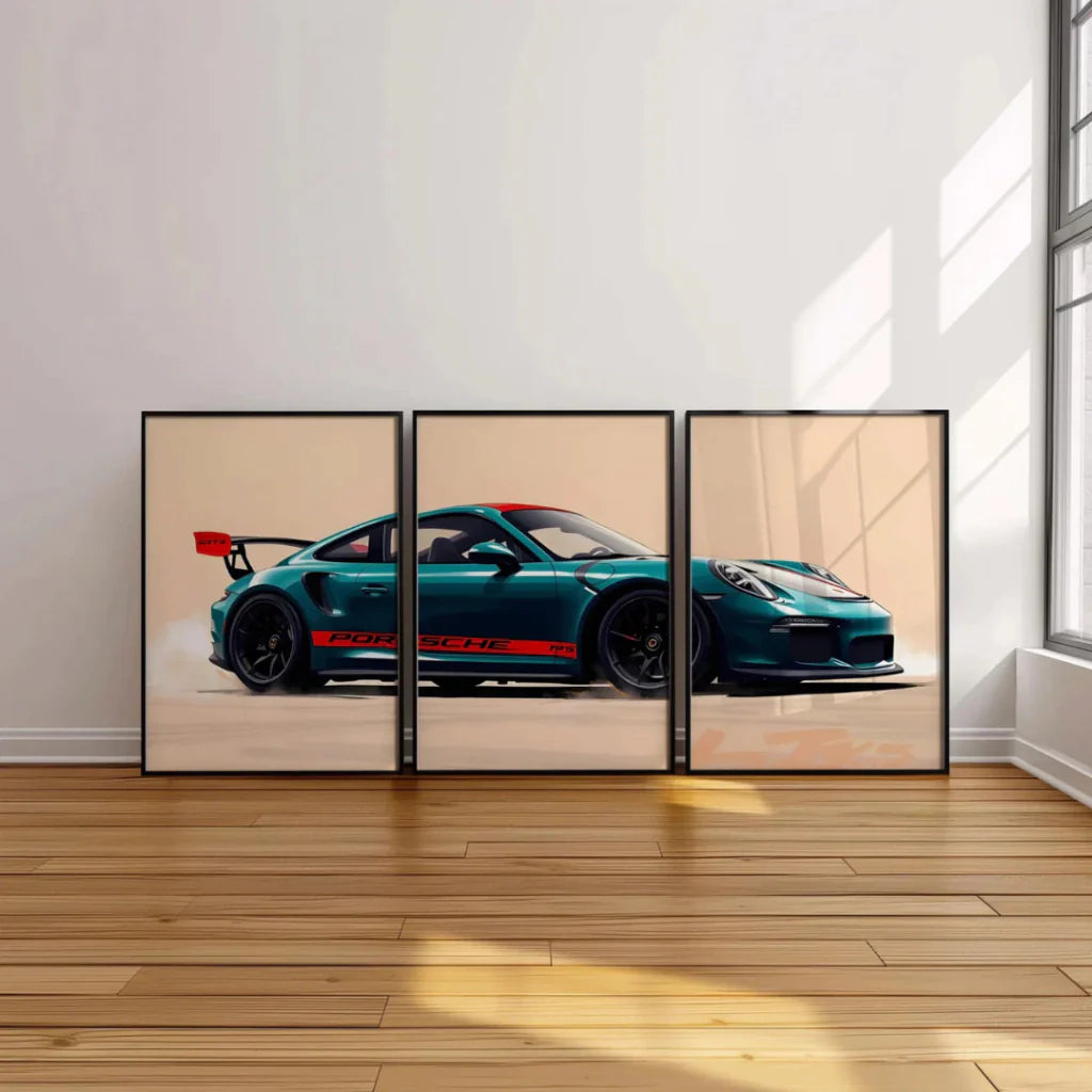 Set x3 Cuadros Decorativos Porsche 911 GT3 RS