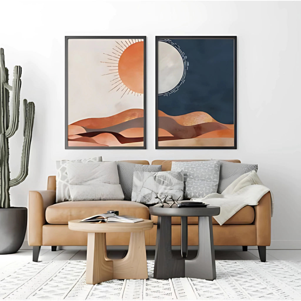 Set x2 Cuadros Decorativos , Sol y Luna II