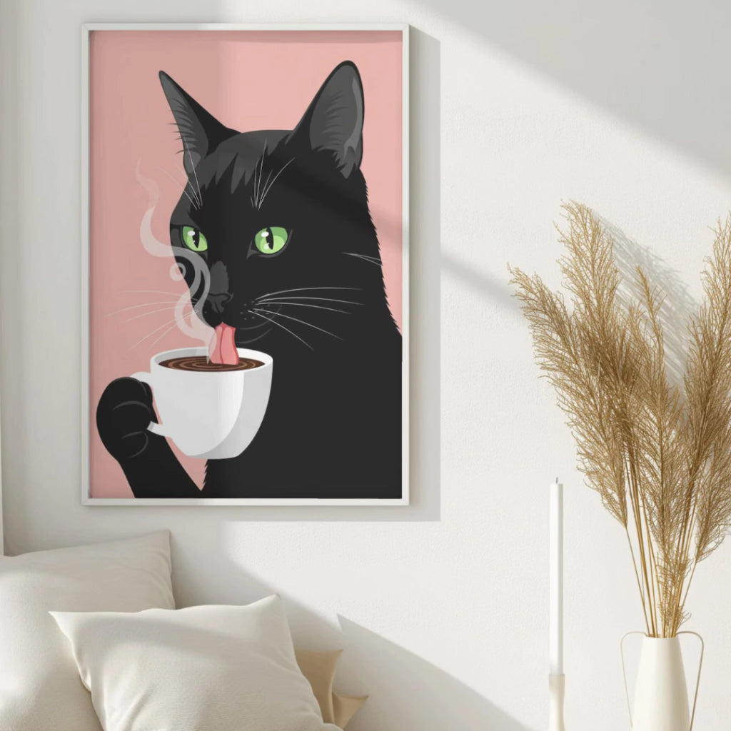 Cuadro Decorativo Café de Gato Negro