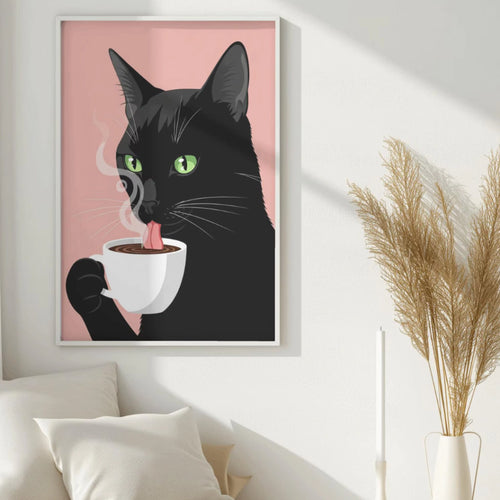 Cuadro Decorativo Café de Gato Negro