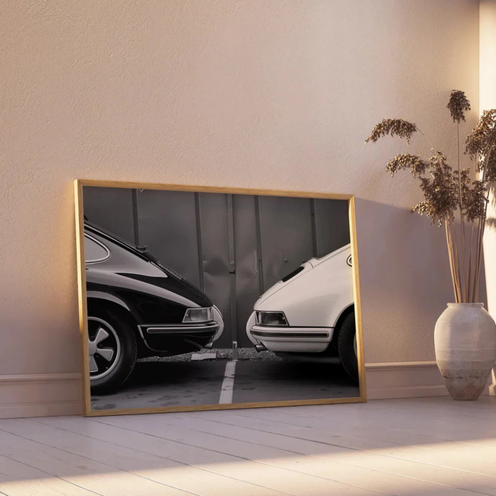 Cuadro Decorativo Coche retro en blanco y negro 911