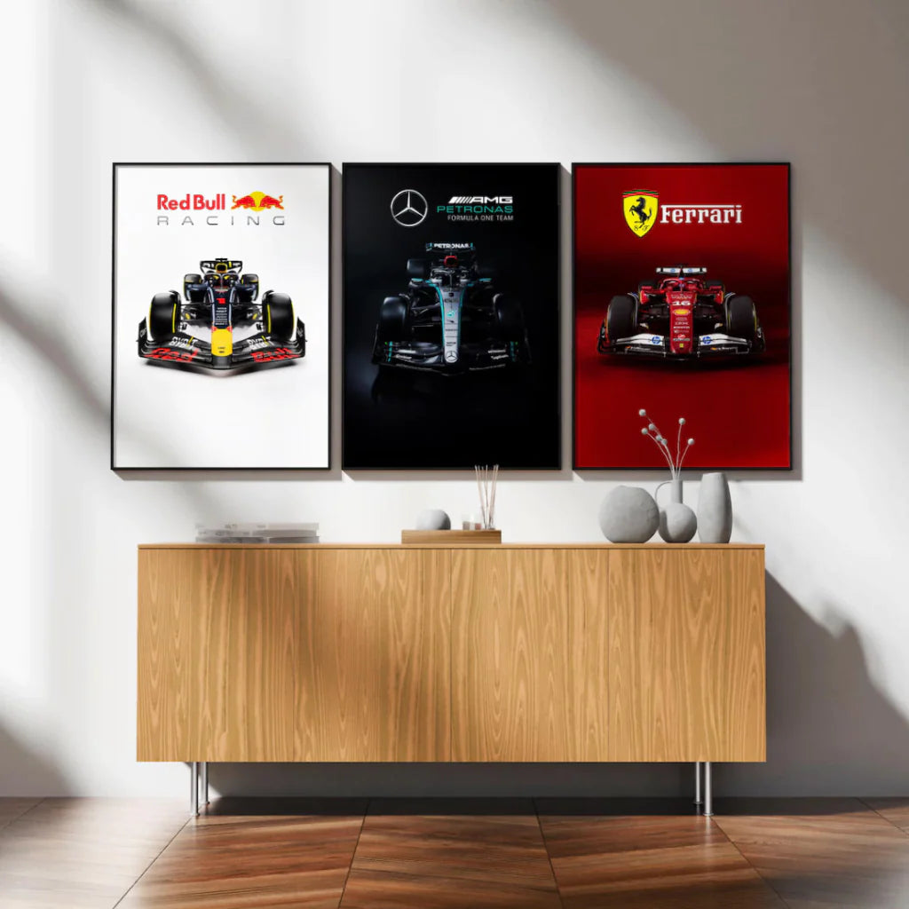 Set x3 Decorativo coches de Fórmula 1: Ferrari, Red Bull, Mercedes
