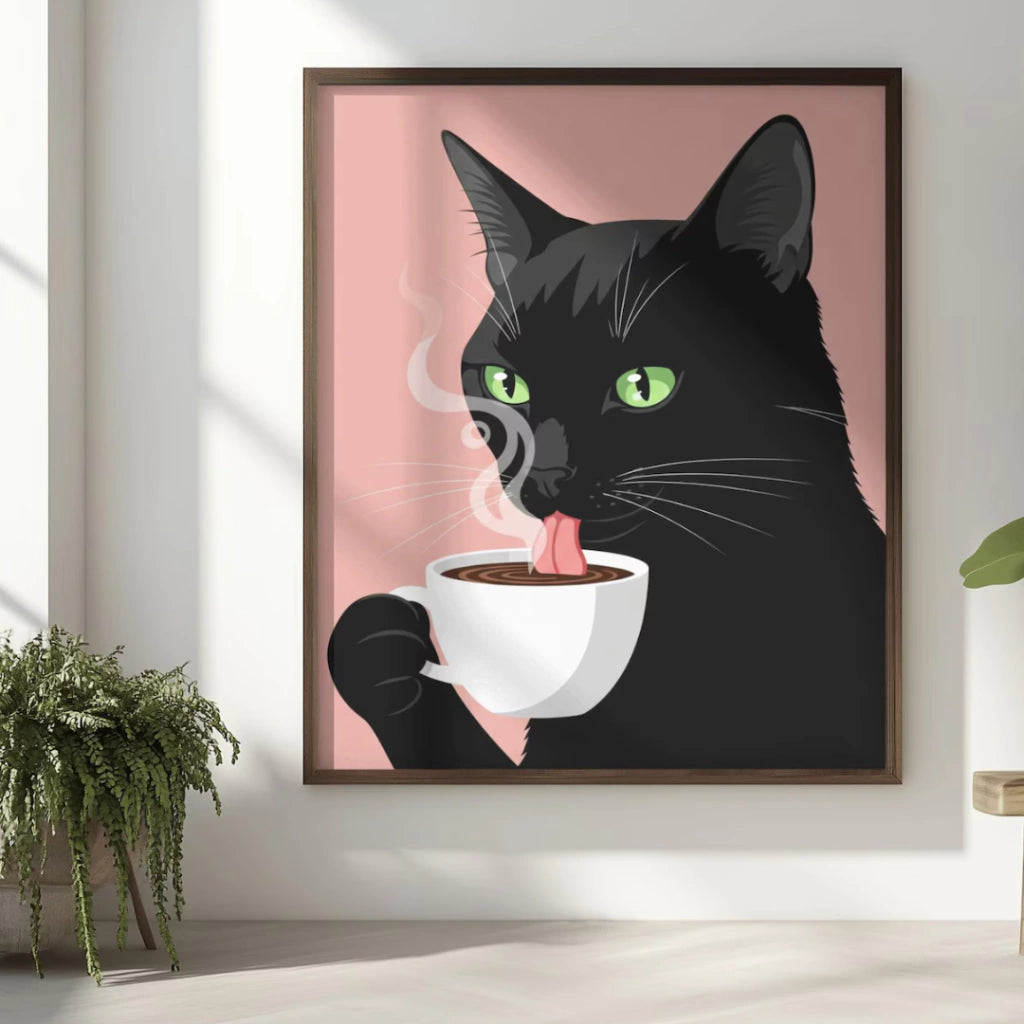 Cuadro Decorativo Café de Gato Negro