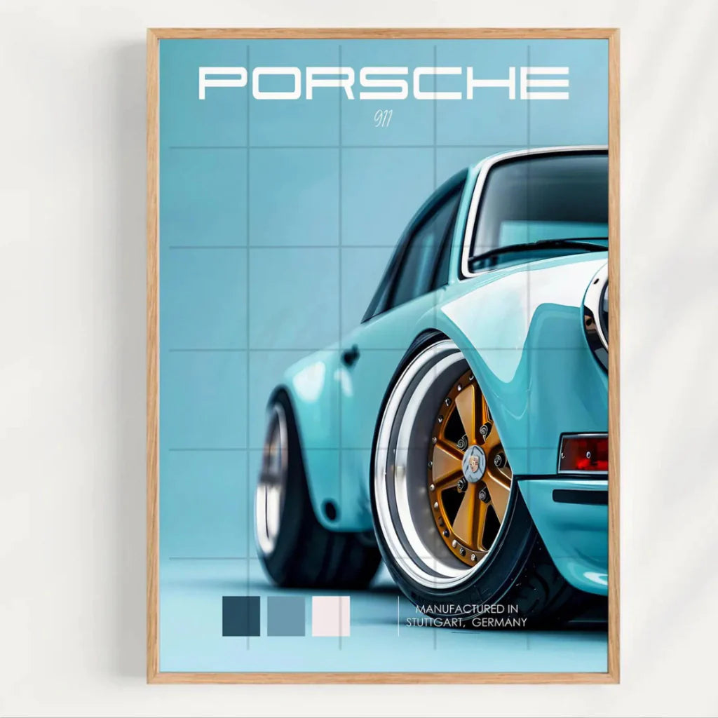Set x3 Decorativo coches deportivos azules Porsche