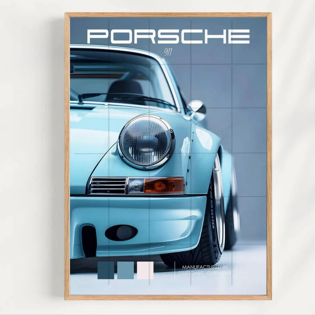 Set x3 Decorativo coches deportivos azules Porsche