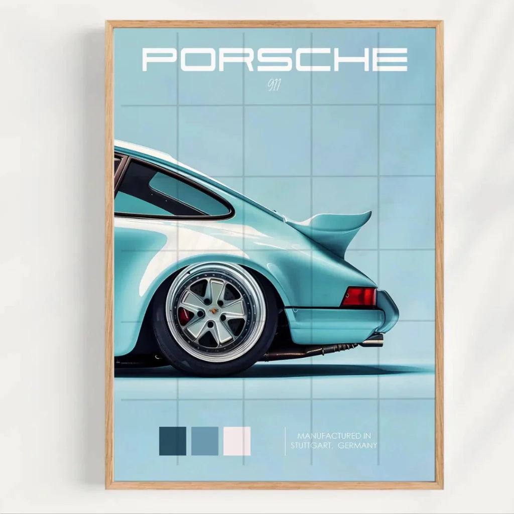 Set x3 Decorativo coches deportivos azules Porsche