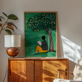 Cuadro Decorativo Ilustración Mujer Leyendo Árbol