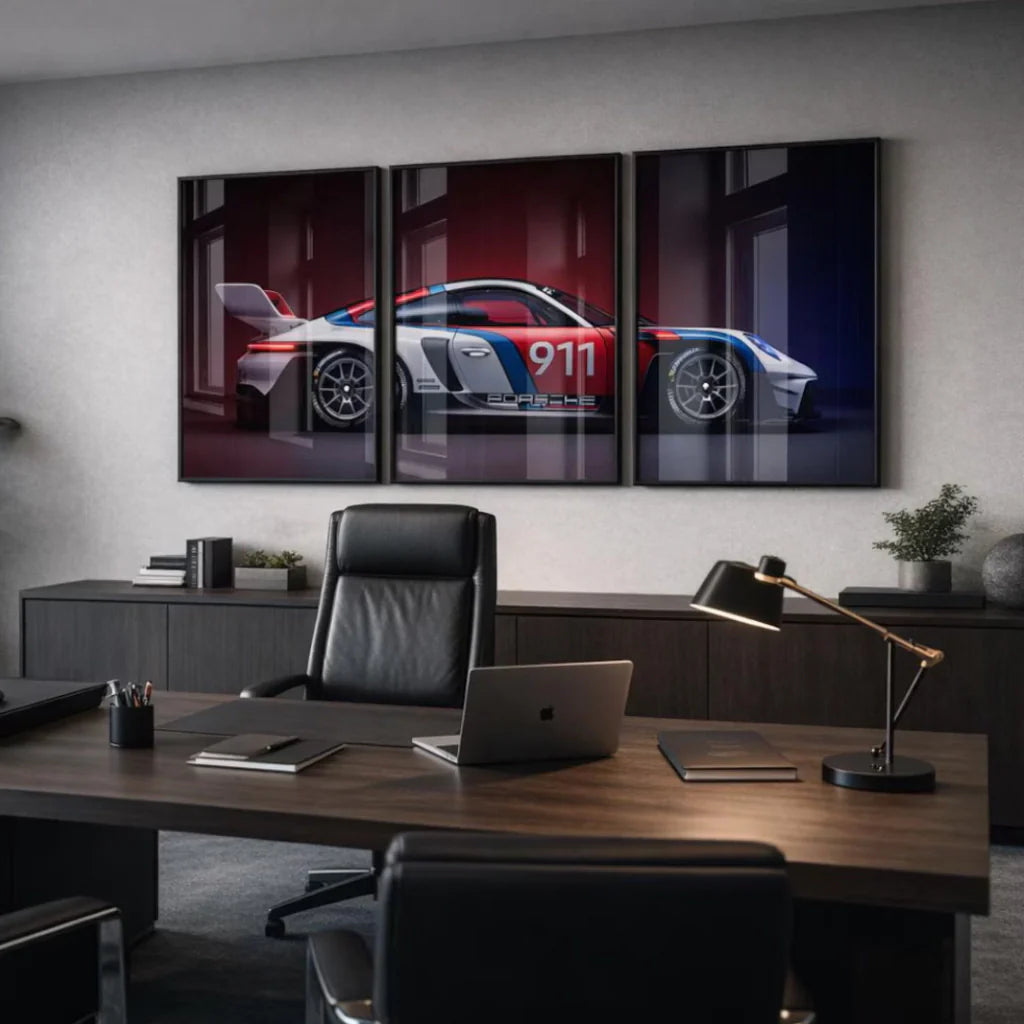Set x3 Decorativo Porsche 911 GT3 R Auto Deportivo