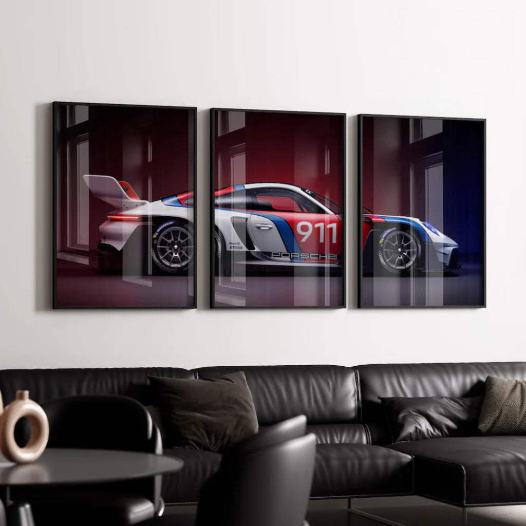 Set x3 Decorativo Porsche 911 GT3 R Auto Deportivo