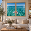 Set x2 Cuadros playa azul claro con flor