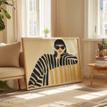 Cuadros Decorativo mujer elegante rayas blancas y negras