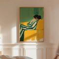 Cuadros Decorativo mujer con rayas verdes decoración bohemia abstracta para el hogar