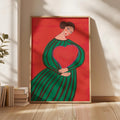 Cuadros Decorativo mujer sosteniendo un corazón Ilustración femenina modern