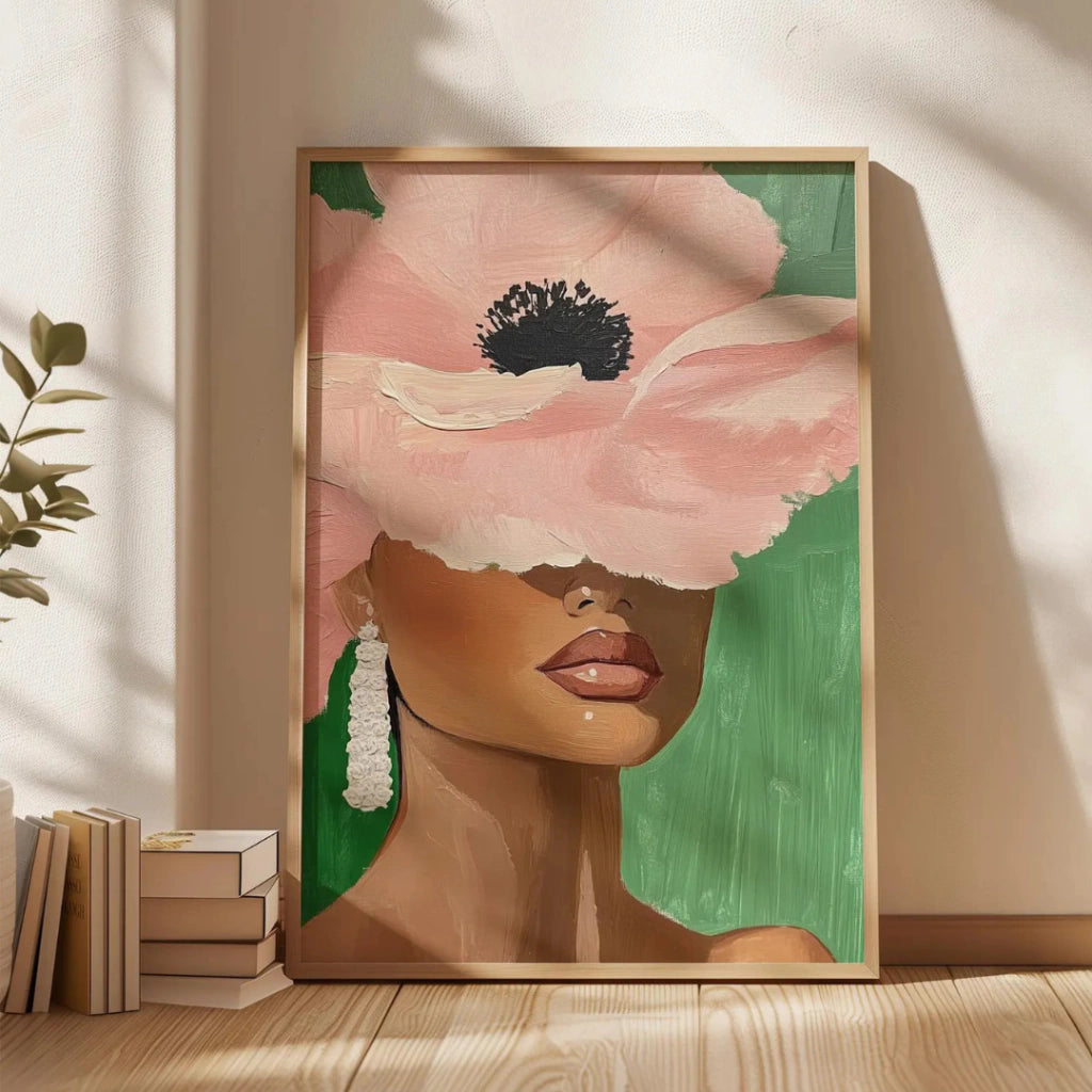 Cuadros Decorativo Mujer elegante con sombrero floral