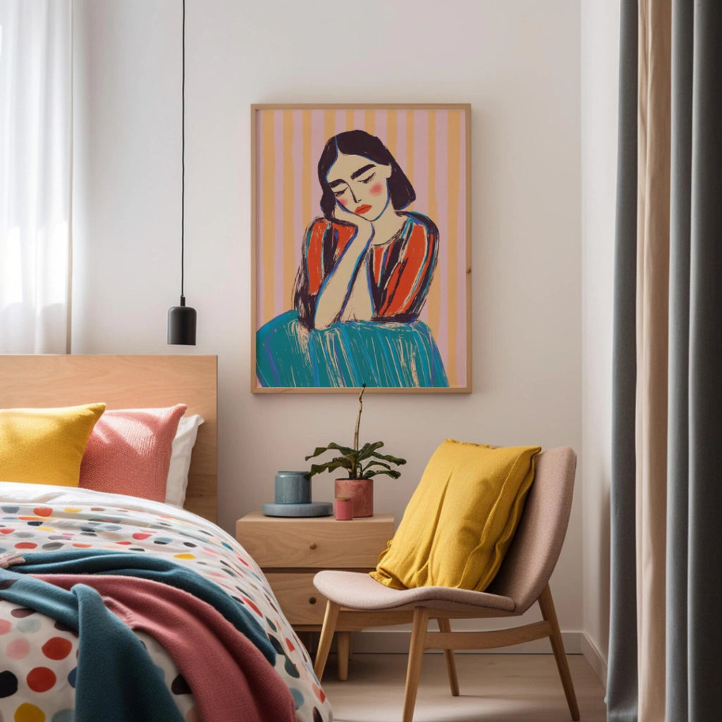 Cuadros Decorativo mujer abstracta decoración de pared ecléctica y femenina
