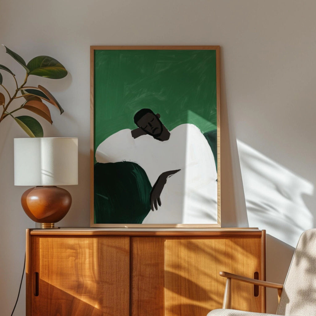 Cuadros Decorativo minimalista de hombre durmiendo
