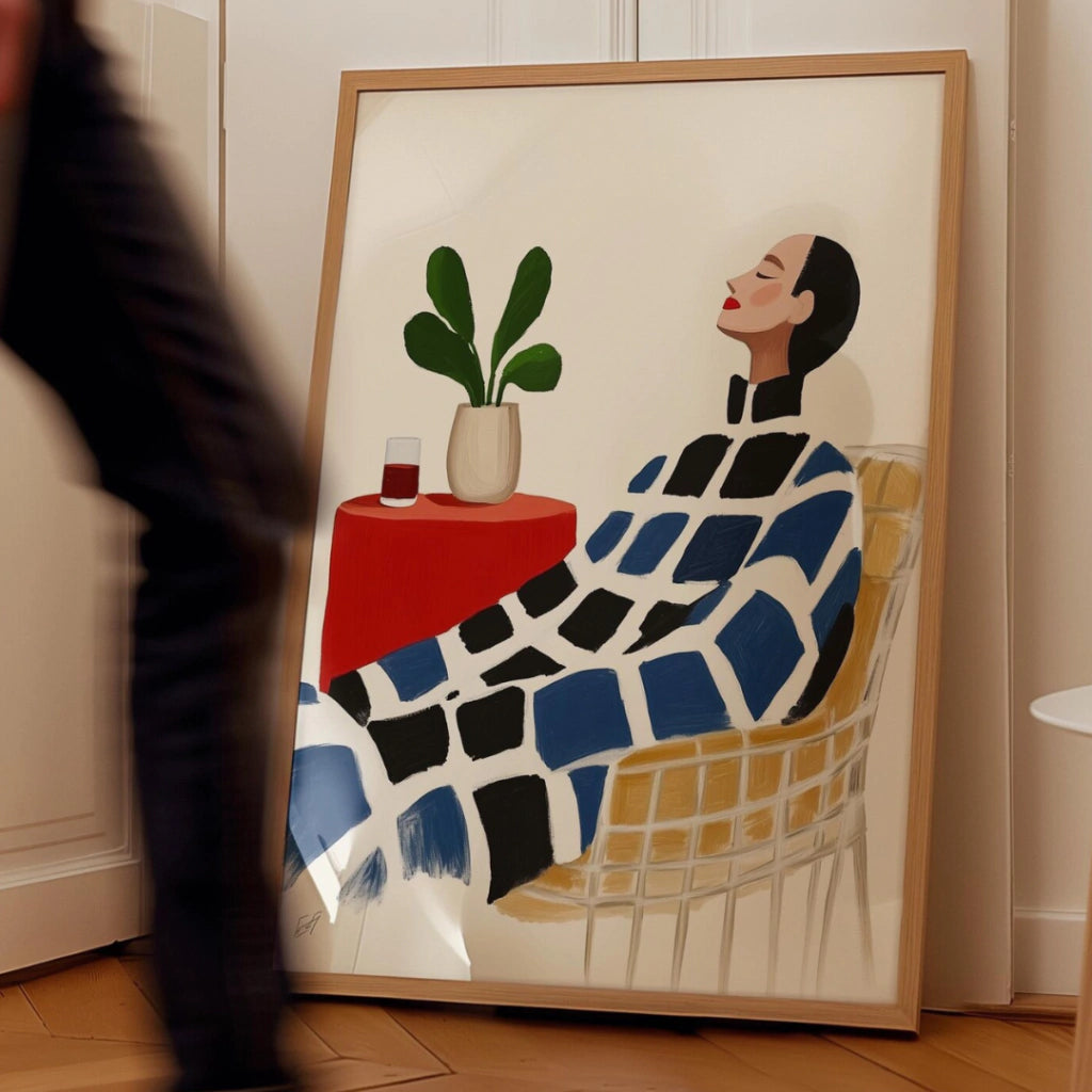 Cuadro Decorativo Ilustración Mujer Sentada