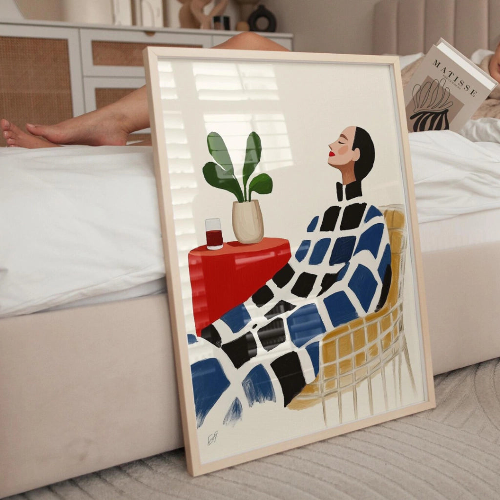 Cuadro Decorativo Ilustración Mujer Sentada