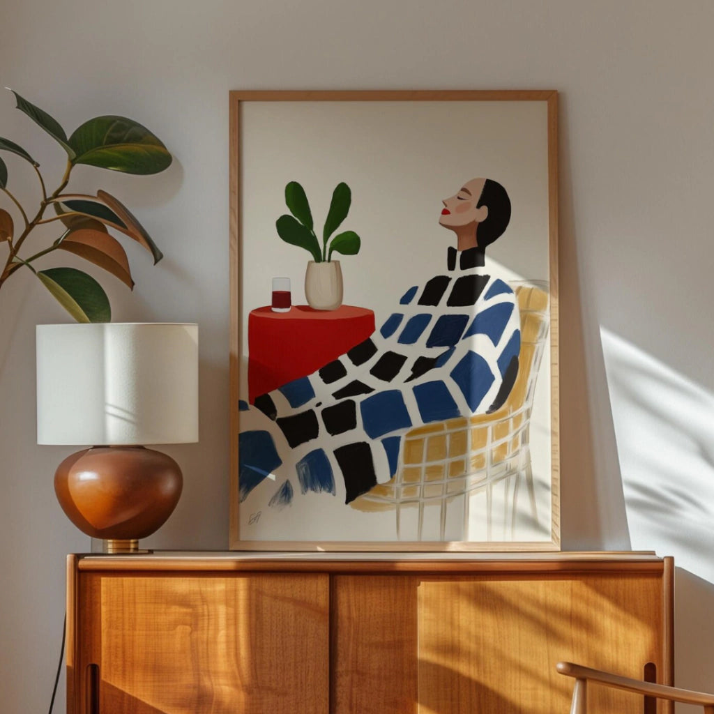 Cuadro Decorativo Ilustración Mujer Sentada