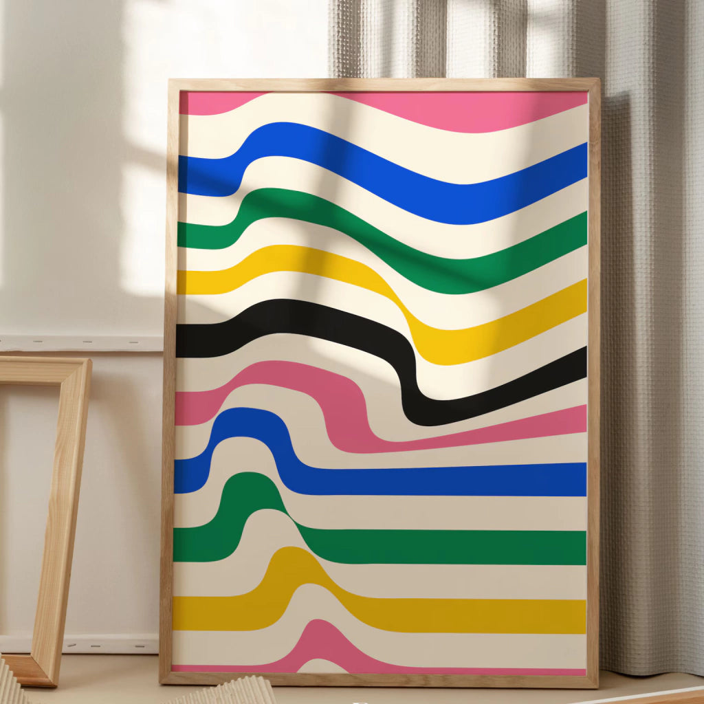 Cuadro artística ondas coloridas de la Bauhaus