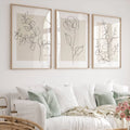 Set x3 Cuadros Decorativos Botánicos Neutros