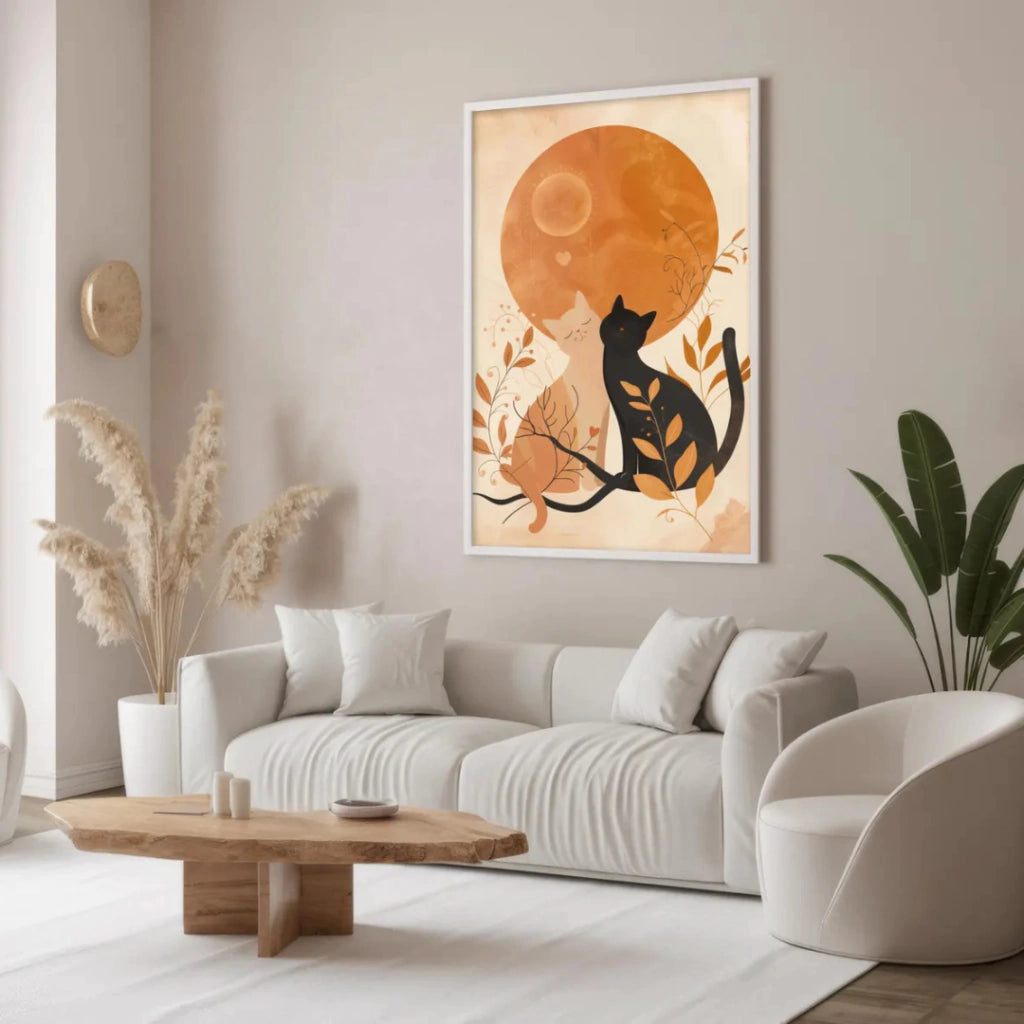 Cuadro Minimalista de gato negro, arte moderno para amantes de los gatos