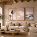 Set x3 Cuadros Playa Tonos Rosa