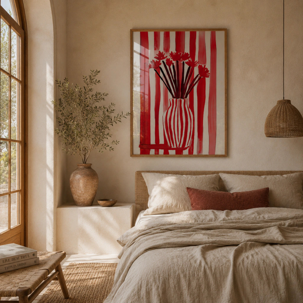 Cuadro Decorativo Ilustración Flores Rojas