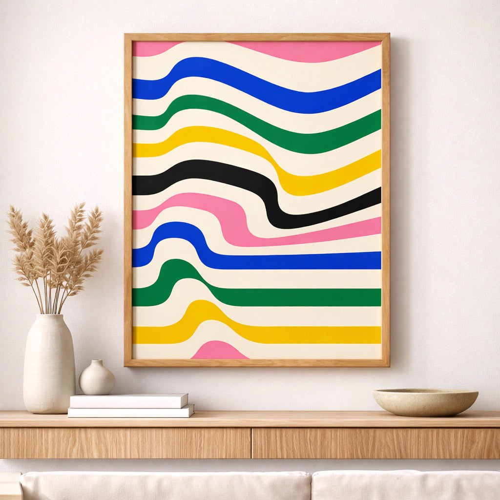 Cuadro artística ondas coloridas de la Bauhaus
