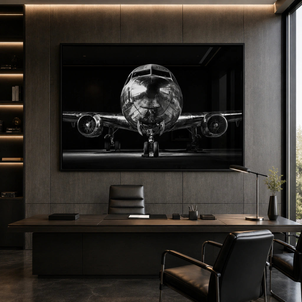 Cuadro Avión plateado Elegante
