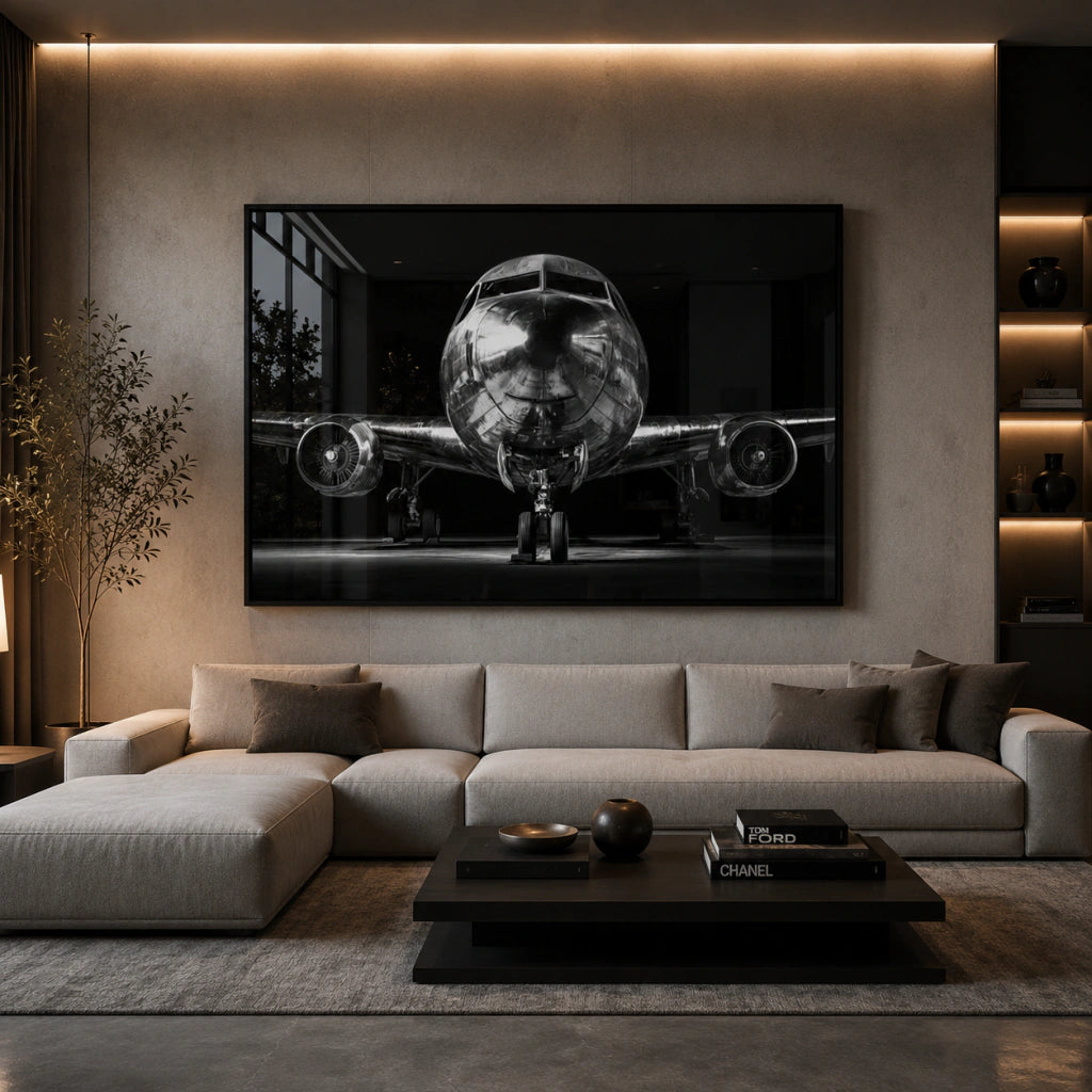 Cuadro Avión plateado Elegante