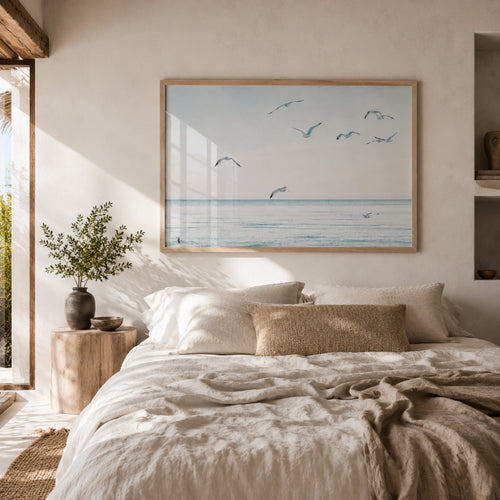 Cuadro Decorativo aves en la playa tranquila