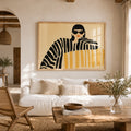 Cuadros Decorativo mujer elegante rayas blancas y negras