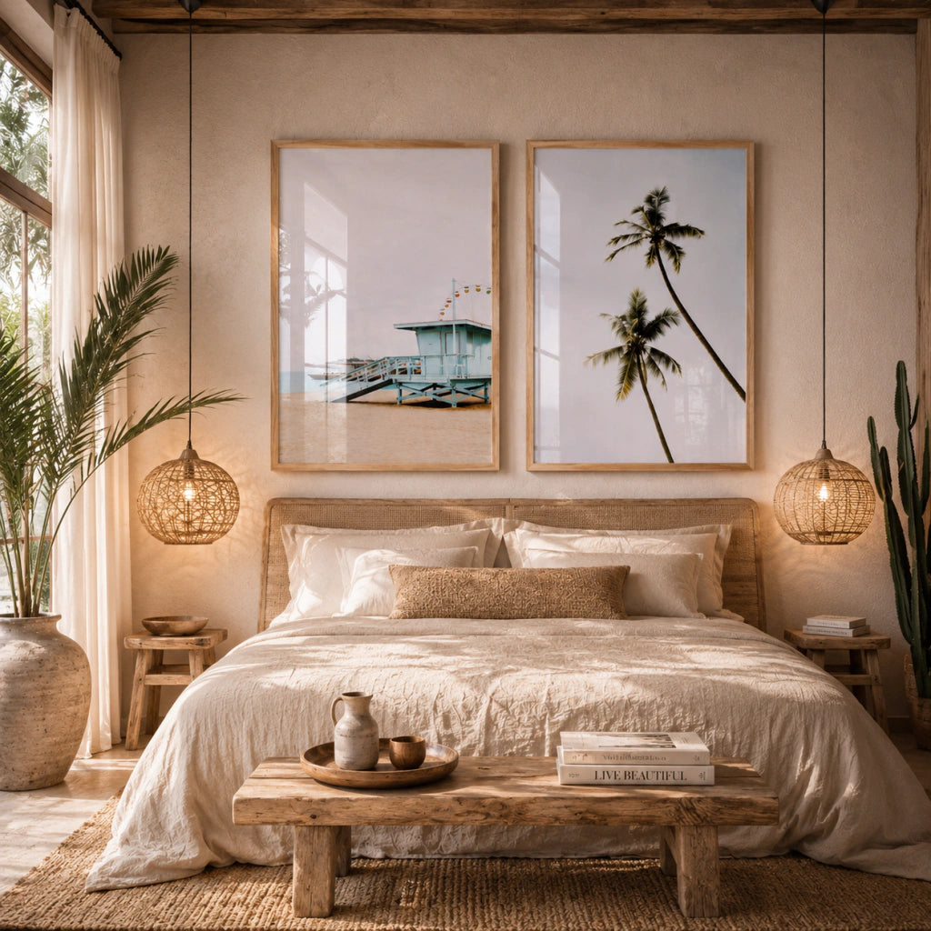 Set x2 Cuadros Decorativos costera Palmera
