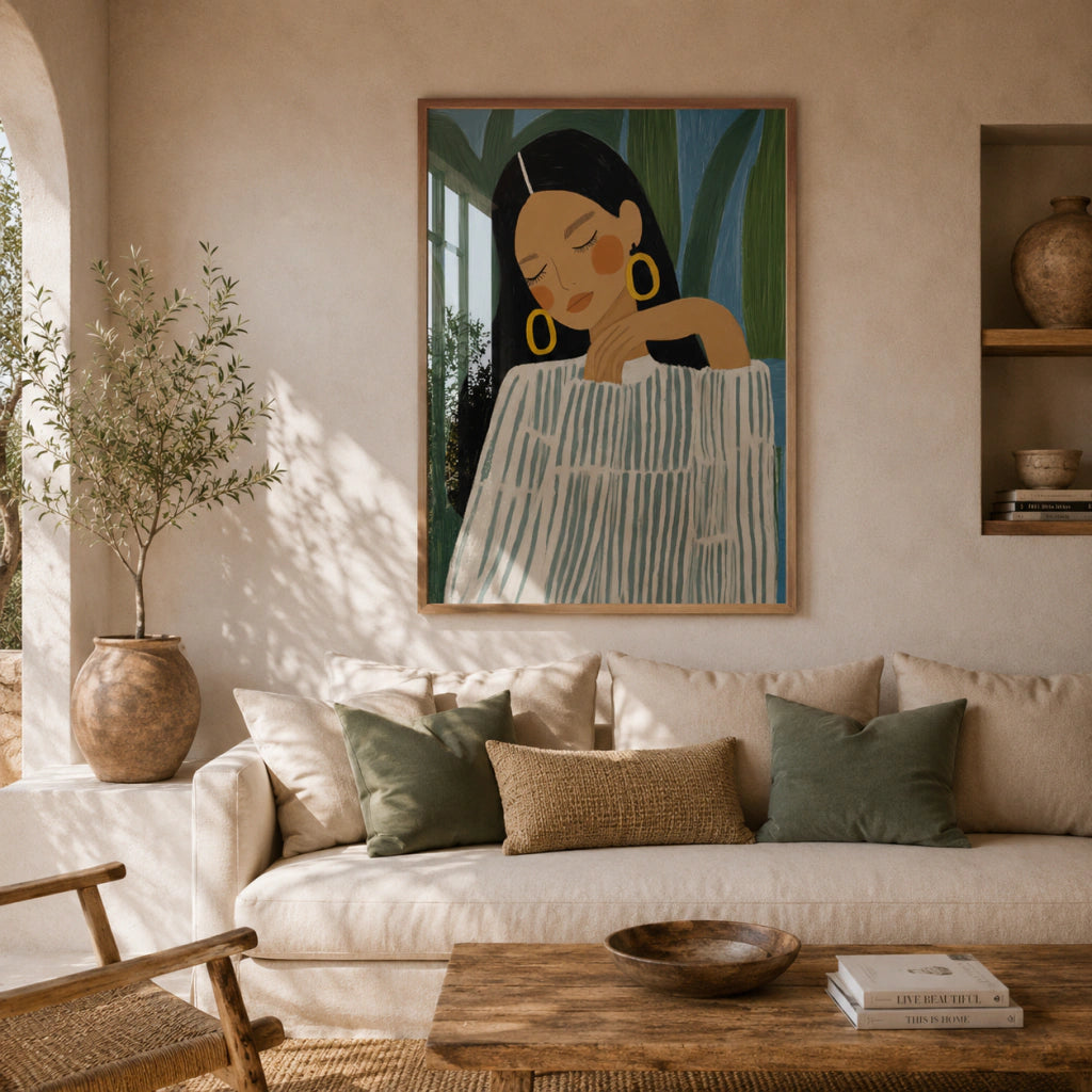 Cuadro Decorativo Ilustración Mujer Aros