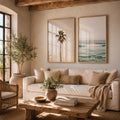 Set x2 Cuadros costa tropical pastel, fotografía oceánica boho neutral