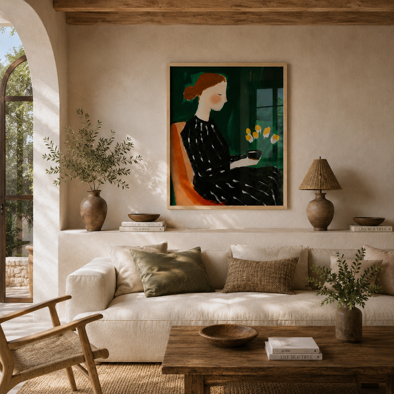 Cuadro Decorativo Ilustrativo Mujer Sentada Te