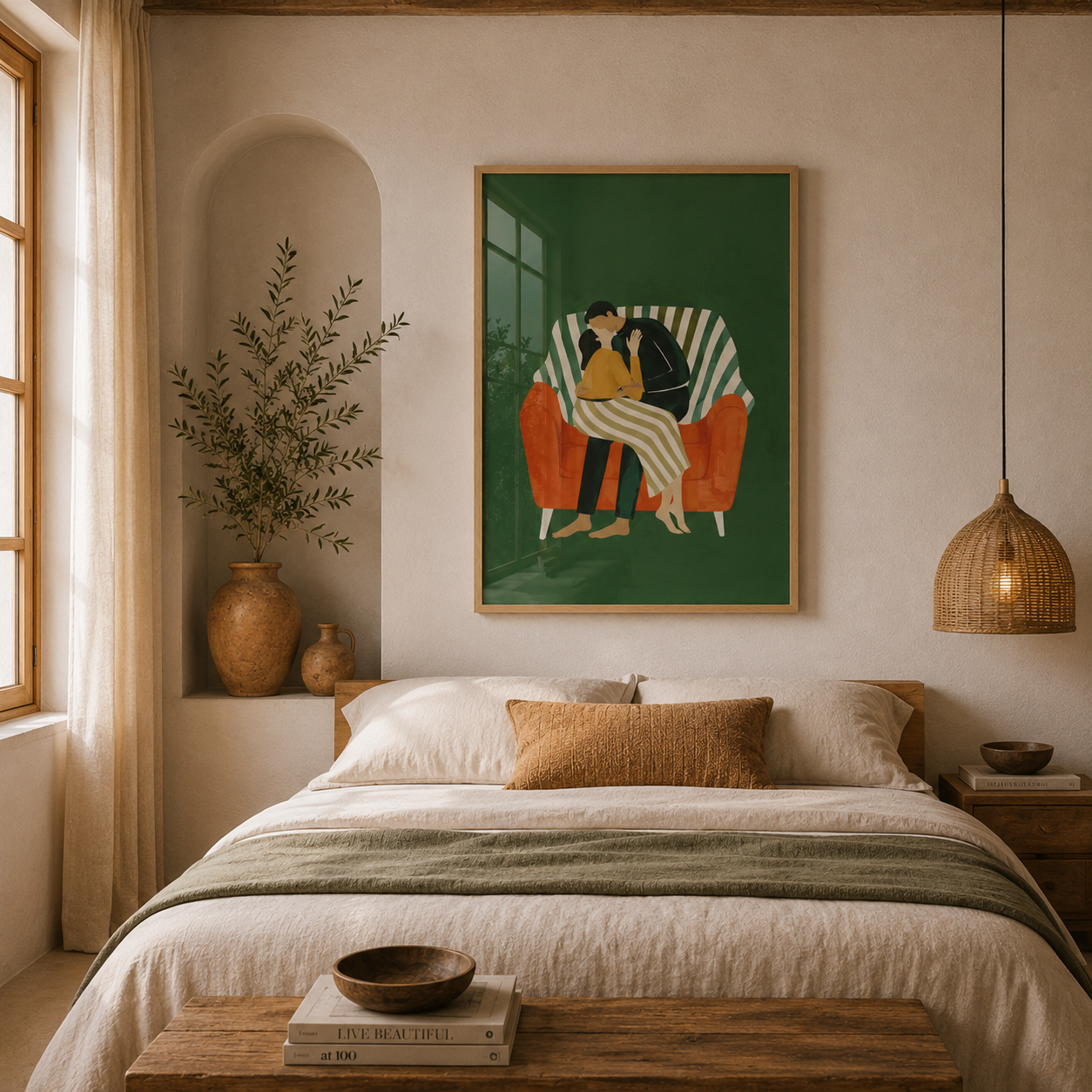 Cuadro Decorativo Ilustración Pareja Abrazada