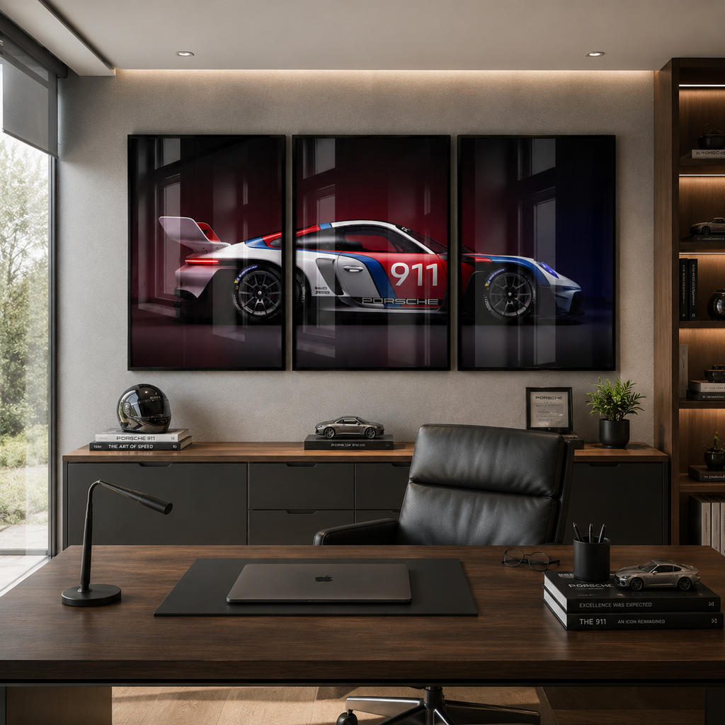 Set x3 Decorativo Porsche 911 GT3 R Auto Deportivo