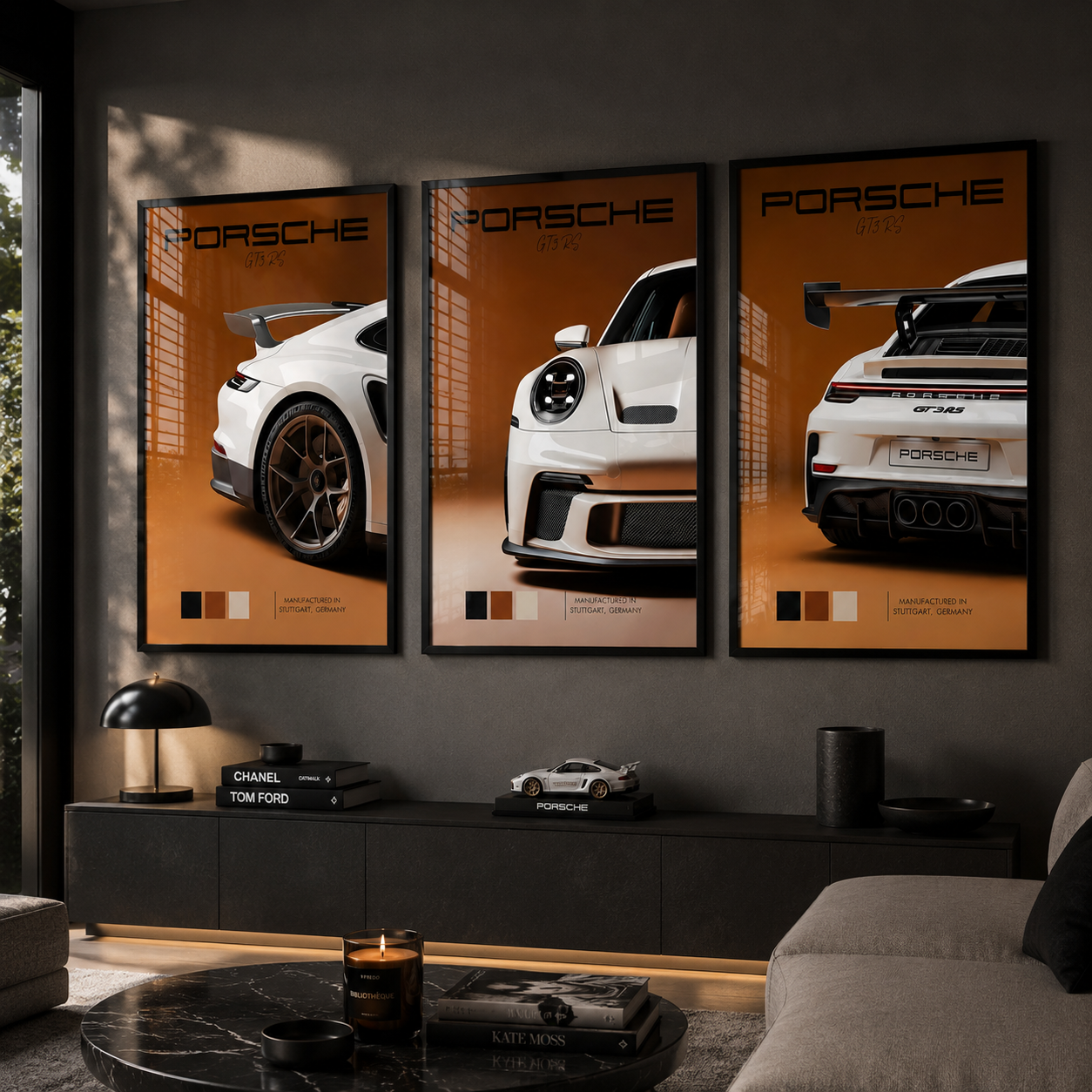 Set x3 Decorativo coche deportivo marrón Porsche