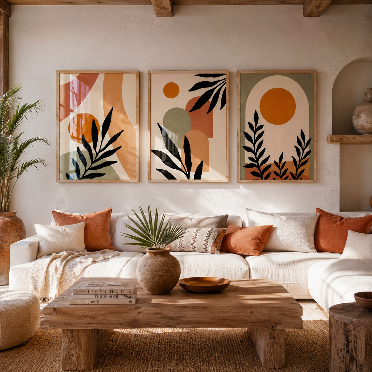 Set x3 Cuadros Abstractos, Boho Plantas