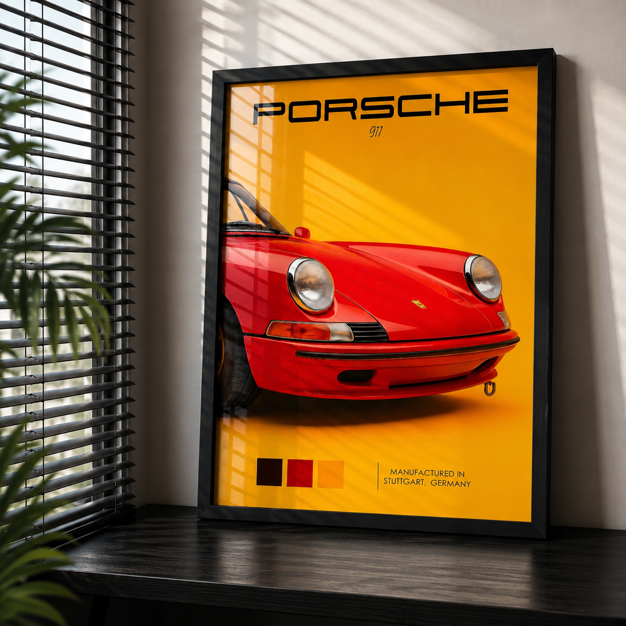 Cuadro Deportivo Porsche Amarillo y Rojo