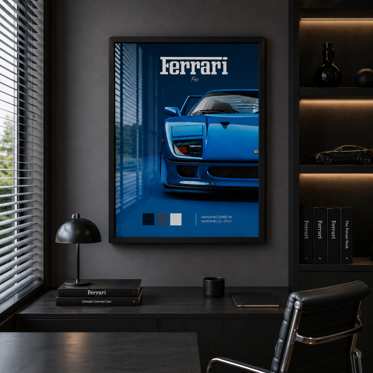 Cuadro Deportivo Ferrari F40 Azul