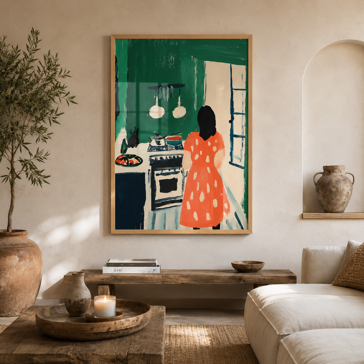 Cuadro Decorativo Ilustración Mujer Cocina