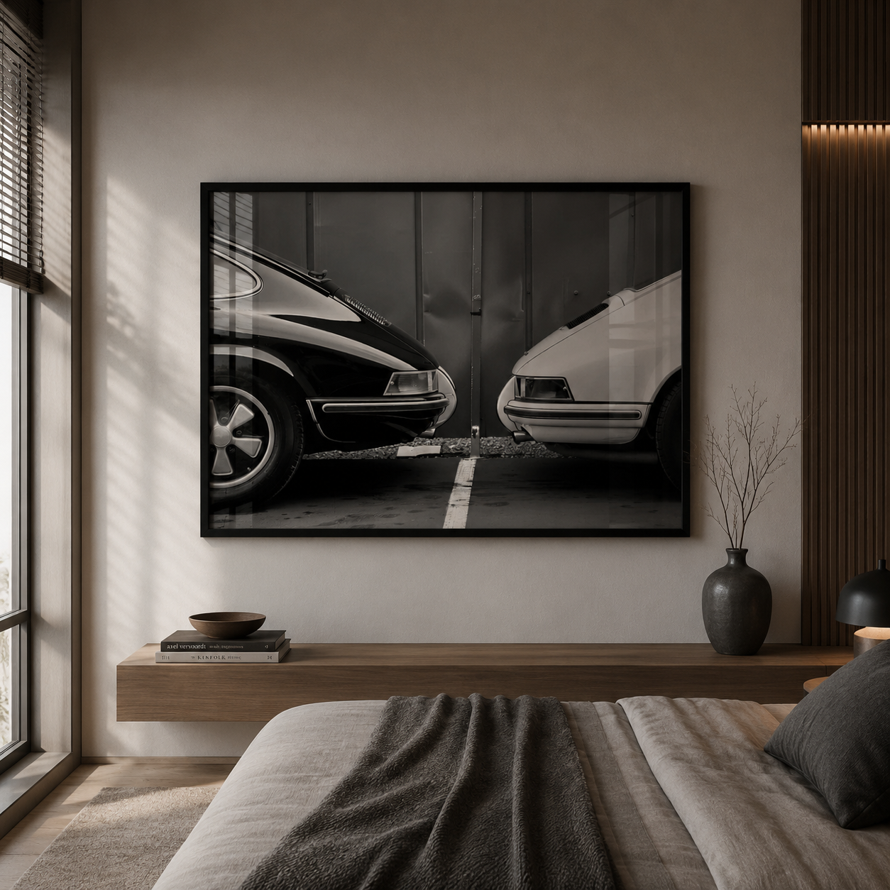 Cuadro Decorativo Coche retro en blanco y negro 911