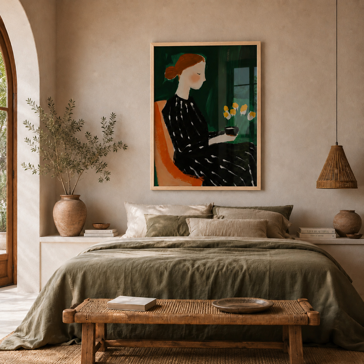 Cuadro Decorativo Ilustrativo Mujer Sentada Te