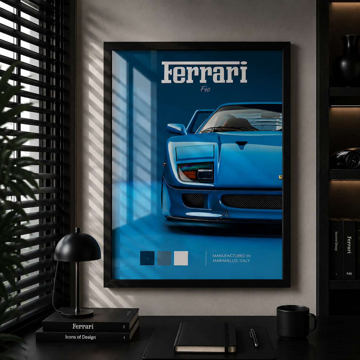 Cuadro Deportivo Ferrari F40 Azul